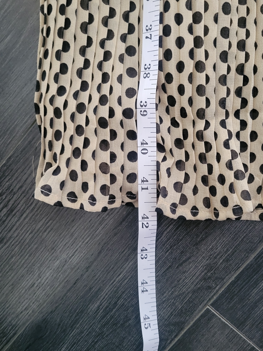 🎈NWT MANGO MNG Suit Polka-Dot Beige Maxi Skirt Pleated Size L Feminine - Picture 10 of 11